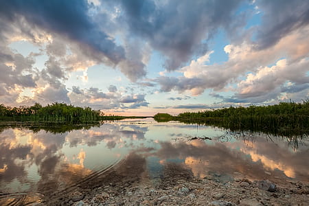 Trees, Lake And Clouds During Golden Hour thumbnail