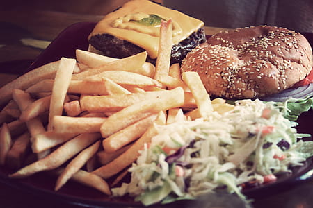 hamburger with fries dish thumbnail