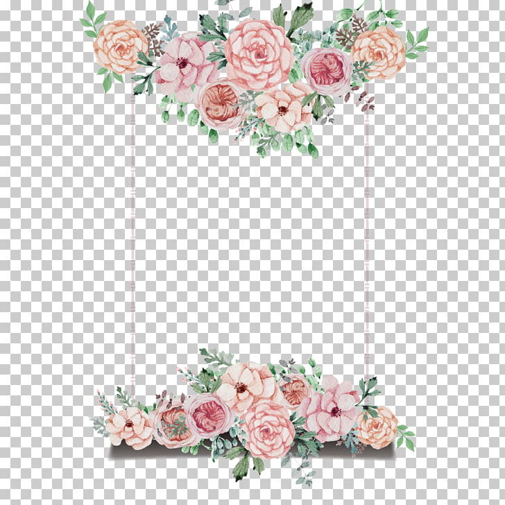 Wedding invitation Flower, Hand-painted flower theme signboard , pink rose window framed illustration PNG clipart