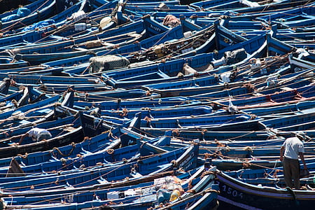 parked blue sailing boats at daytime thumbnail