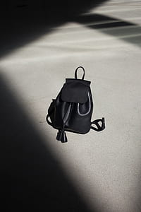 black leather knapsack thumbnail