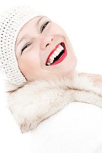 woman wearing white knitted hat thumbnail