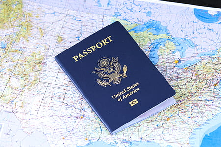 United States of America passport on map thumbnail
