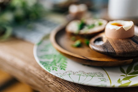 Breakfast served with tea, bread and eggs thumbnail