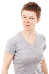woman wearing v-neck shirt with blonde hair thumbnail