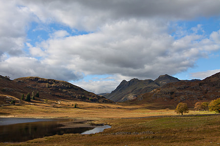 Wide-angle landscape shot taken at Blea Tarn, Lake District, Cumbria, England thumbnail