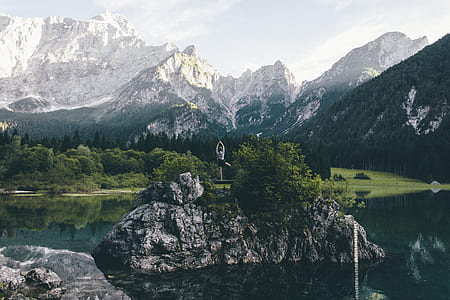 person doing yoga on rock surrounded by tress and water thumbnail