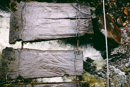 hanging bridge on top of river thumbnail