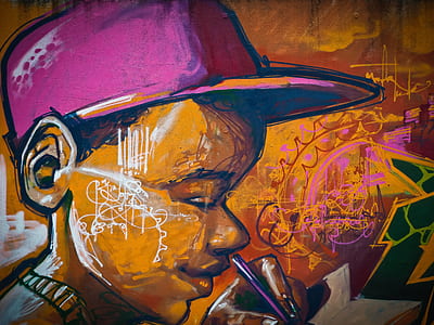boy with pink hat wall art thumbnail