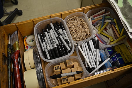 assorted-color marker lot in drawer thumbnail