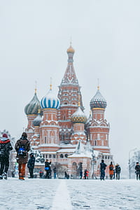 pointed building covered with snow thumbnail