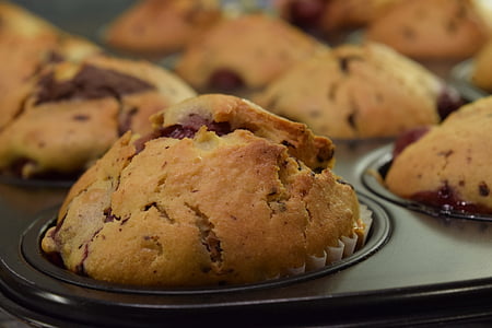selective focus photography of muffins on pan thumbnail
