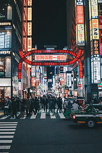 people crossing street during nighttime thumbnail