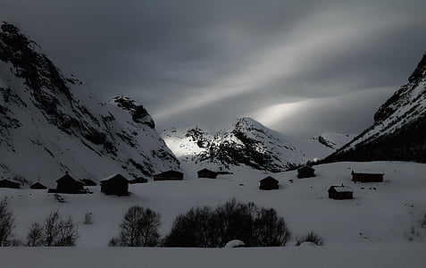 snow-capped mountain at blue hour thumbnail