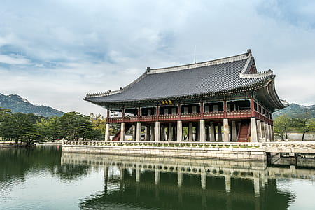 pagoda surrounded with water thumbnail