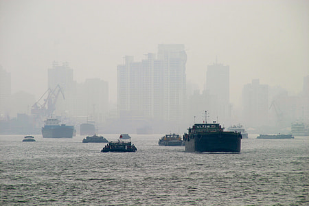 aerial view of ships on calm waters thumbnail