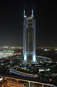 aerial photo of gray building at nighttime thumbnail