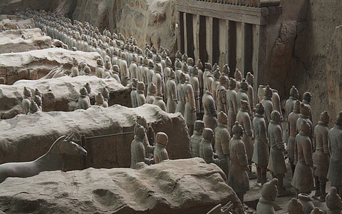 soldier statues with horse in cave thumbnail