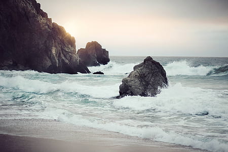 landscape photography of ocean waves thumbnail