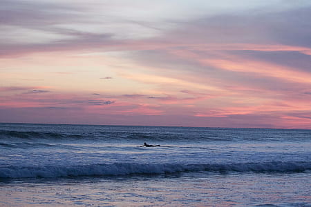Panoramic Photography of Surfing Man at Sunset thumbnail