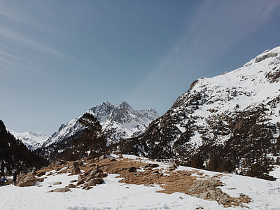 glacier mountains under blue sky thumbnail