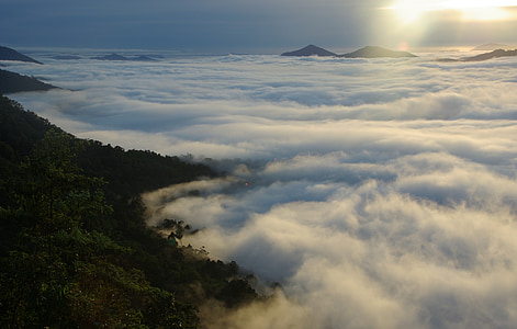 mountain ranges beside cloudy sky thumbnail