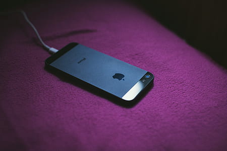 black iPhone 5 with Lightning to USB Cable thumbnail