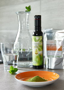 green powder on orange ceramic plate thumbnail