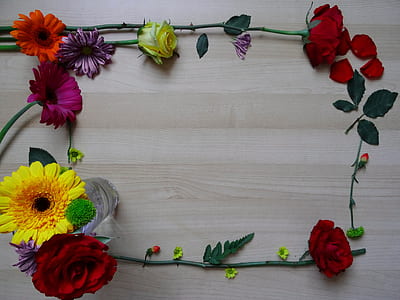 flowers on brown board thumbnail