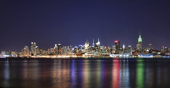 panoramic photography of skyline cityscape at nightime thumbnail
