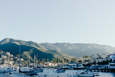 sea, mountains, bay, boats thumbnail