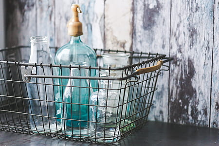 green translucent glass pump bottle thumbnail