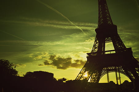 silhouette photo of Eiffel tower during sunset thumbnail