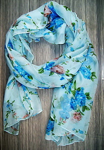 teal, blue, green, and brown floral scarf thumbnail