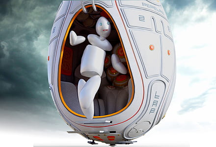 white robot toy in ship wallpaper thumbnail