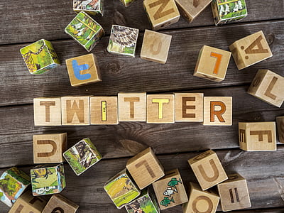 twitter wood letter block decor on brown surface thumbnail