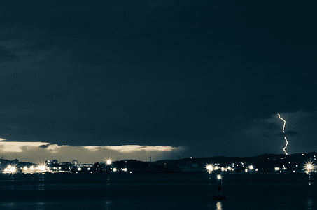 timelapse photography of city skyline during stormy weather thumbnail