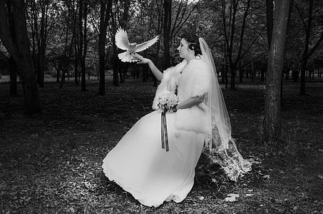 grayscale photo of woman wearing white dress thumbnail