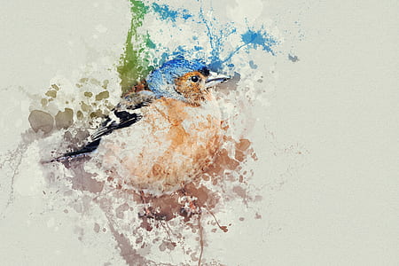orange, brown, blue, and green abstract art thumbnail