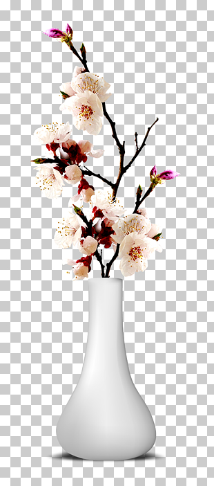 Flower Vase, Flower vase, white and purple flowers in vase PNG clipart