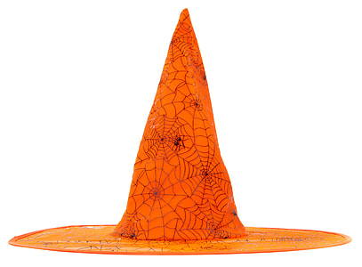 orange witch hat on white surface thumbnail