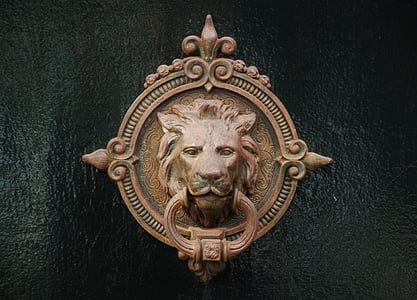copper-colored lionhead door-knob thumbnail