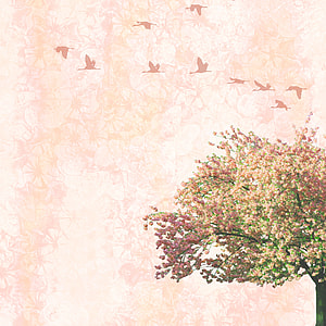 purple and white tree with birds illustration thumbnail