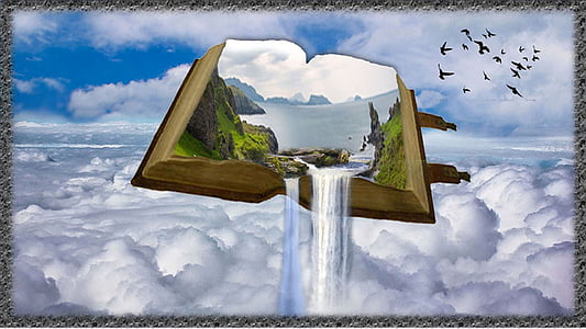 waterfall during daytime painting thumbnail
