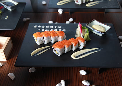 sushi served on black plate thumbnail