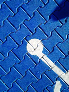 white and blue PWD sign-printed bricks thumbnail