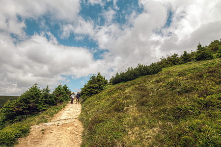 Beautiful view of the classic mountain trail with beautiful weather thumbnail