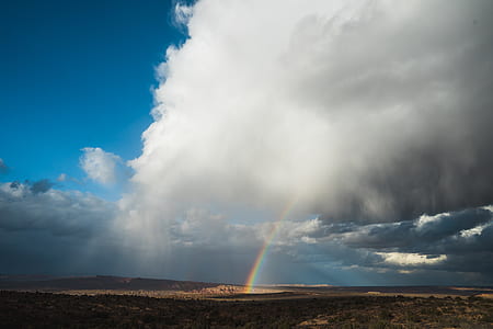 gray clouds with rainbow above the field thumbnail