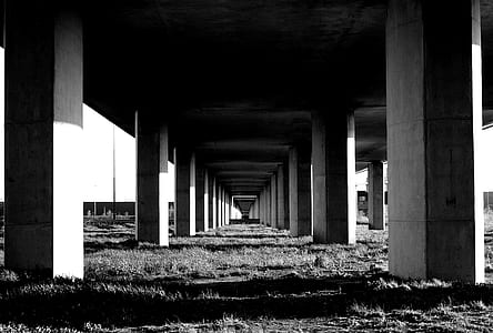 Grayscale Photo Under the Bridge Stand thumbnail