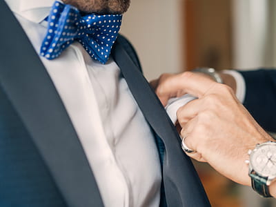 bow tie, blue, polka dot, wedding thumbnail